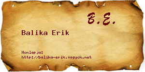 Balika Erik névjegykártya